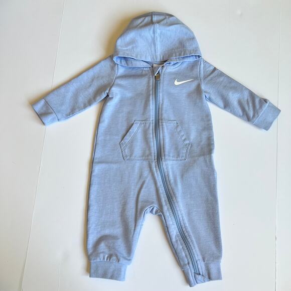 Nike Baby Blue Hooded One-Piece Coverall - Picture 2 of 10